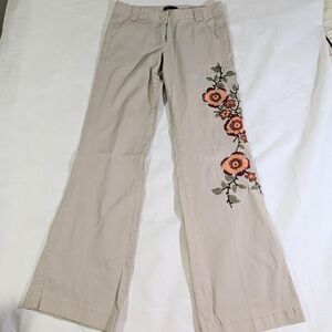 Vintage y2k Embroidered Women's Tan Lowrise Pants Chinos